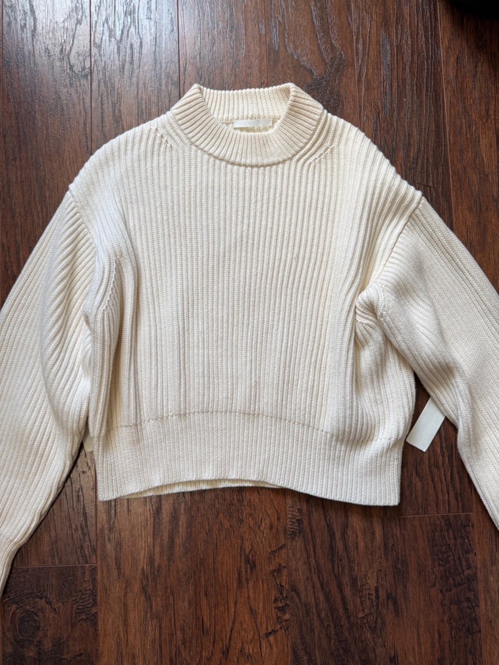 Helmut Lang Cream Ribbed Turtleneck Sweater